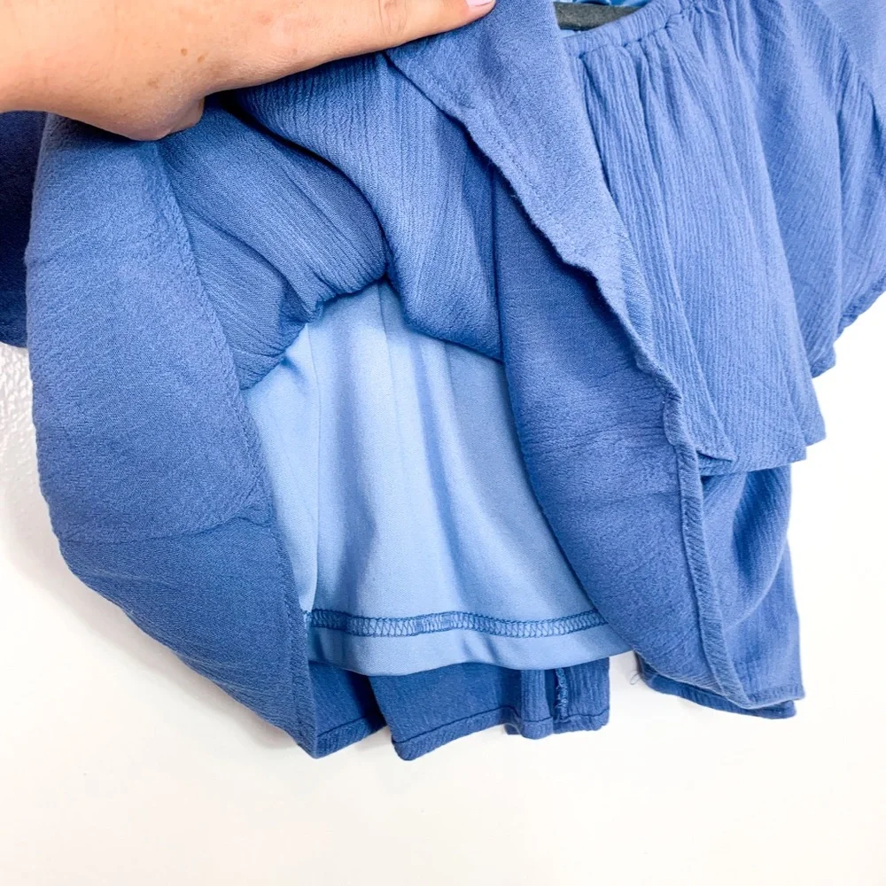 PPLA Blue Flowy Off the Shoulder Crop Top - Picture 6 of 6